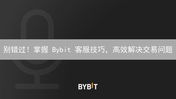 别错过！掌握 Bybit 客服技巧，高效解决交易问题